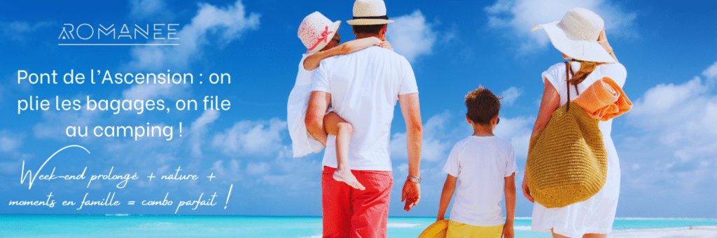 Famille sur la plage, camping Pont de l’Ascension.